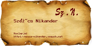 Szűcs Nikander névjegykártya
